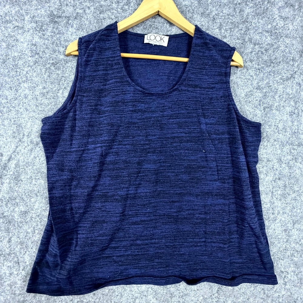 The Look Tank Top Womens Blue Space Dye Round Neck Pullover Summe Everyday Wear